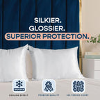 BLISSFORD Satin Pillowcase with Zipper for Hair and Skin Care, Feels Soft and Cool Like a Silk Pillowcase, White Satin Pillow Cases 2 Pack, Slik Pillow Cover, King Size - Set of 2