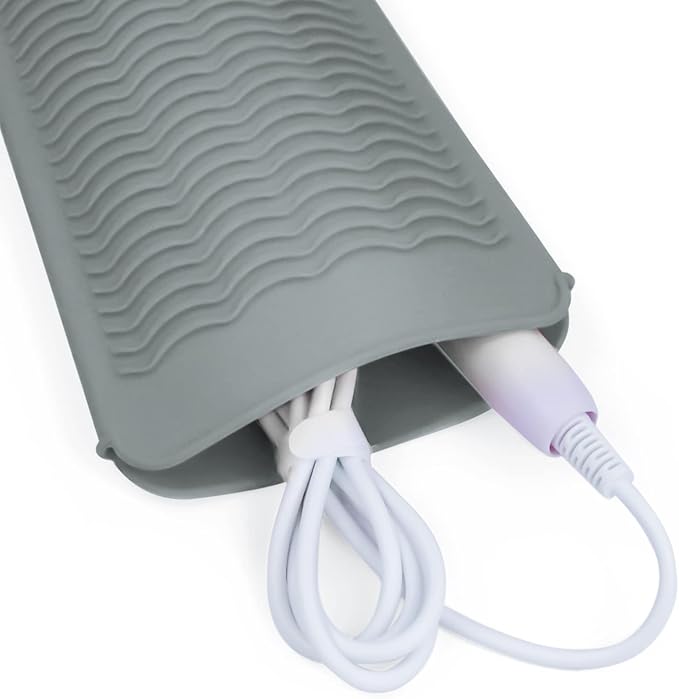 1Pack Silicone Heat Resistant Mat Pouch for Hair Straightener, Curling Iron, Flat Iron and Hot Hair Tools Grey