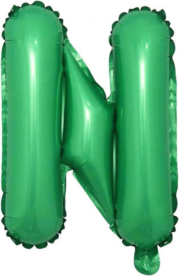 16 inch Green Alphabet Letter and Number Balloons Set Package, Aluminum Hanging by RUIANSI