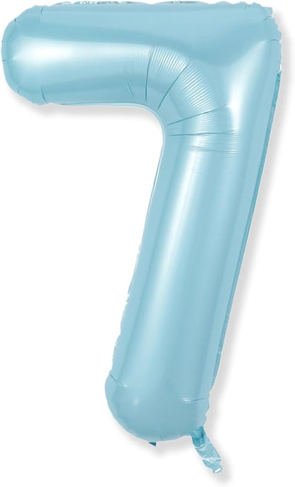 40 Inch 7th Birthday Number Balloon, Baby Blue Foil Giant Self Inflating 7 by Isndare