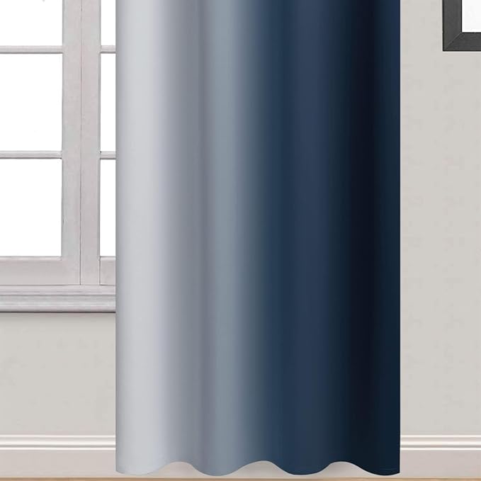 Yakamok Ombre Curtains Navy Blue and Greyish White - Image 4