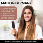 SHASH 100% First Cut Boar Bristle Hair Brush, Suitable For Thin To Normal Hair - Naturally Conditions Hair, Improves Texture, Exfoliates, Stimulates, Made in Germany (Black, Small)