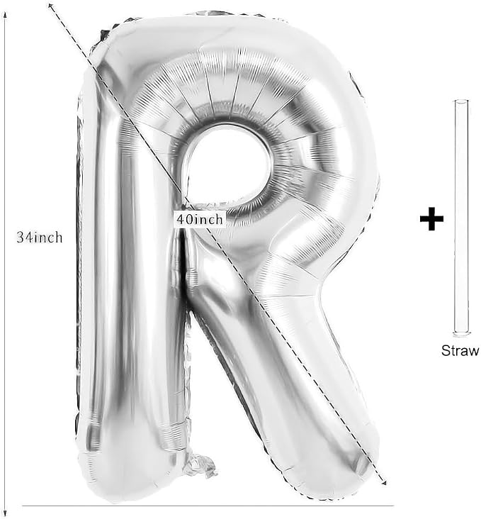 Silver Letter Balloons 40 Inch Large Alphabet Balloon Letter R | Foil Mylar Big - Image 2