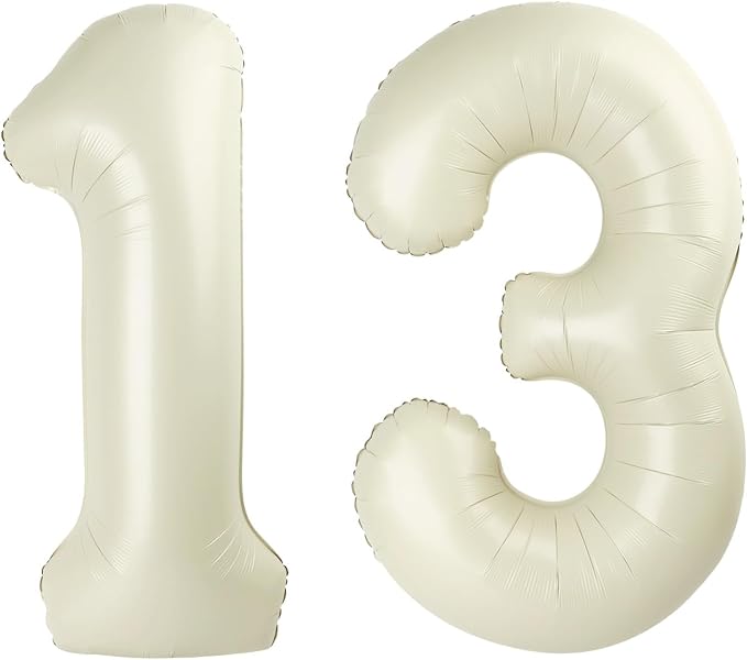 13 Balloon Number 40 Inch Cream Balloons by Mluchee