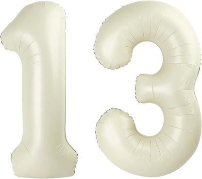 13 Balloon Number 40 Inch Cream Balloons by Mluchee
