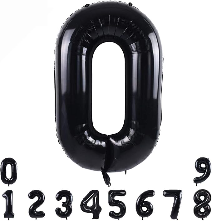 TONIFUL 40 Inch Black Foil Number 0 Balloon, Milestone Birthday Decorations | by TONIFUL