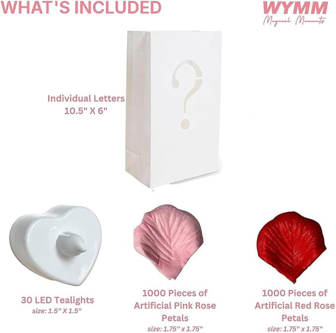 WYMM Congratulations Light Up Letters, Tea Lights & 2000 Rose Petals | luminary - Image 2