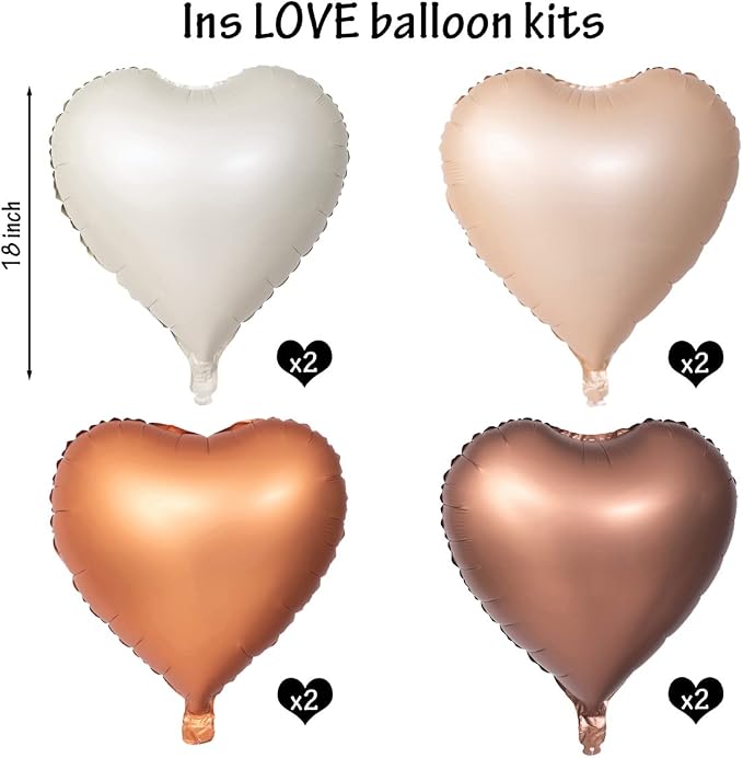 18 Inch Heart Caramel Color Balloons Foil Mylar Helium Balloons | - Image 2