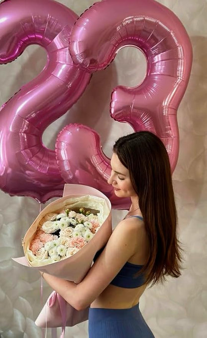 40 Inch Pink 3 Large Number Balloon, 3 13 23 30 33 36 38 Pink Birthday Party - Image 5