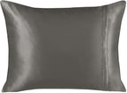 BLISSFORD Satin Pillowcase with Zipper, for Hair and Skin Care, Feels Soft and Cool Like a Silk Pillowcase, Satin Pillow Cases 2 Pack, Slik Pillow Cover, Grey, Queen Size, Set of 2
