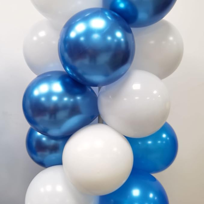 100Pcs Blue and White Column Tower Balloons - Image 4
