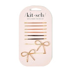 Kitsch Metal Hair Bobby Pins, 8 Count Barrettes for Women, Enamel Puffy & Bow Hair Pins, Hair Accessories & Bun Hair Clips for Girls, Use to Clip Ballet Hair Net | Ideal Gifts for Women, Rosewood