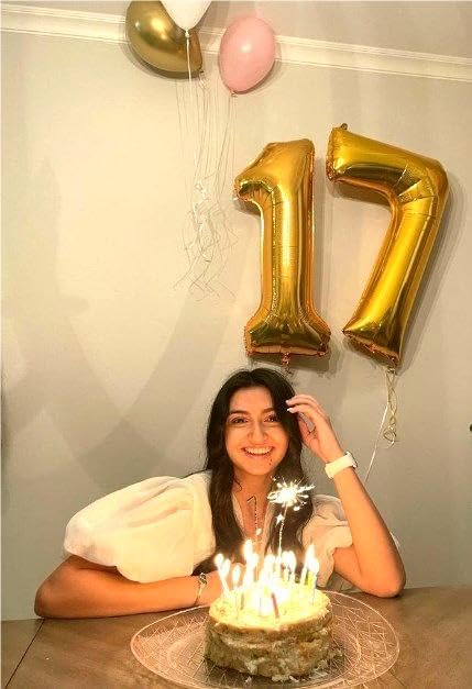 Digital Number 17 71 Gold Birthday Balloon 40 Inch, Foil Balloons - Image 5