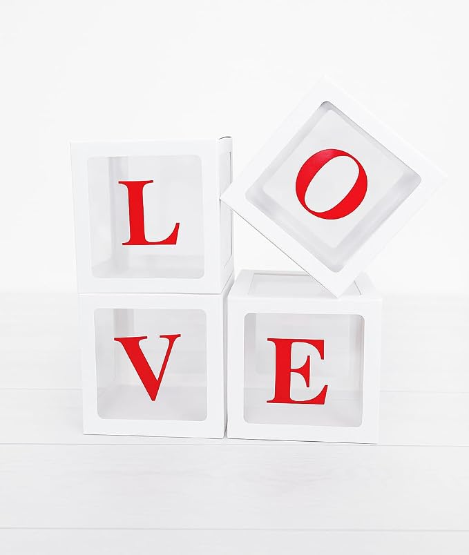 4 Pieces Love Transparent Balloons Boxes by Unknown