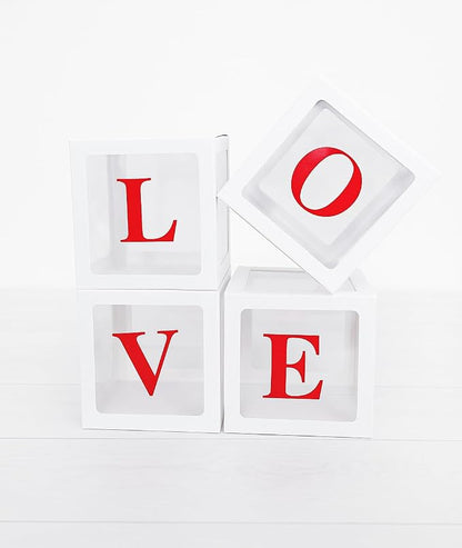 4 Pieces Love Transparent Balloons Boxes by Unknown