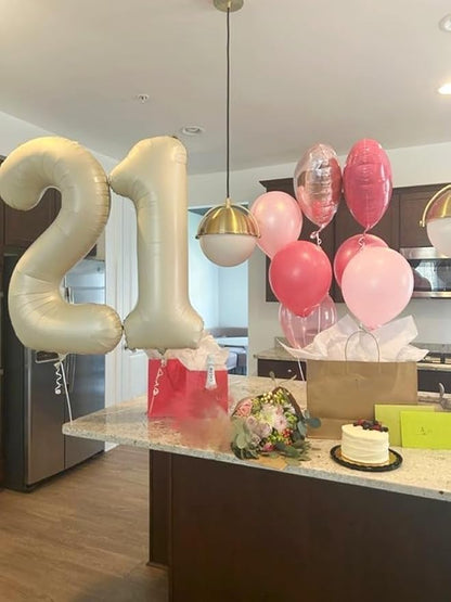 Number Balloons 6 Balloon 40 inch Cream - Image 4