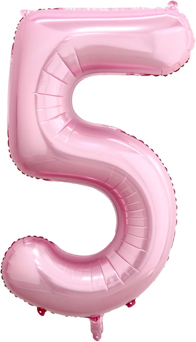 40 Inch Pink Number 5 Balloon, Giant Number Balloons, Birthday Decorations | by Unknown