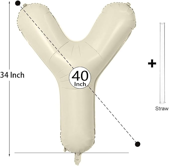Letter Balloon 40Inch Cream White Big Alphabet Balloons Letter Y | Giant Foil - Image 2
