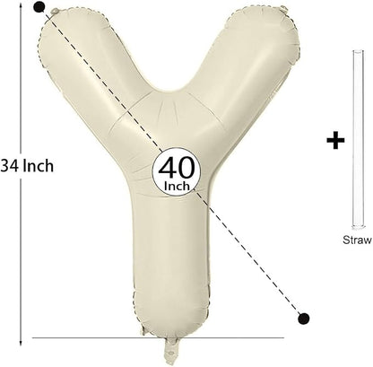 Letter Balloon 40Inch Cream White Big Alphabet Balloons Letter Y | Giant Foil - Image 2