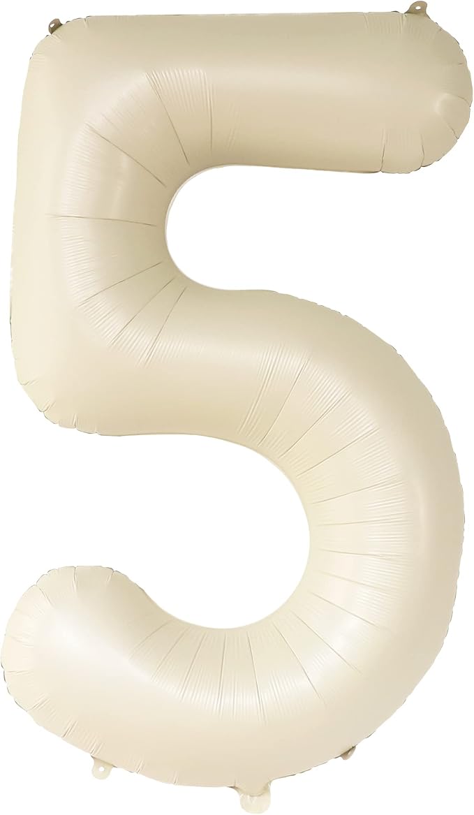 KatchOn Gaint Cream White 5 Balloon Number 40 Inch, 5 Birthday Decorations | 5 - Image 8