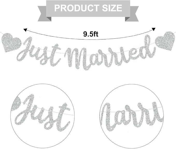 BEISHIDA Silvery Just Married Banner - Image 3