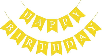 Yellow Happy Birthday Banner Sign by Hooqict