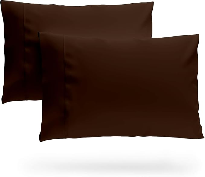 SKY BEDDINGS King Pillowcase Set of 2 - Soft Brushed Microfiber Pillow Cases with Envelope Clouser - Wrinkle-Free, Fade-Resistant Pillow Covers - 20 x 40 Inches, Chocolate