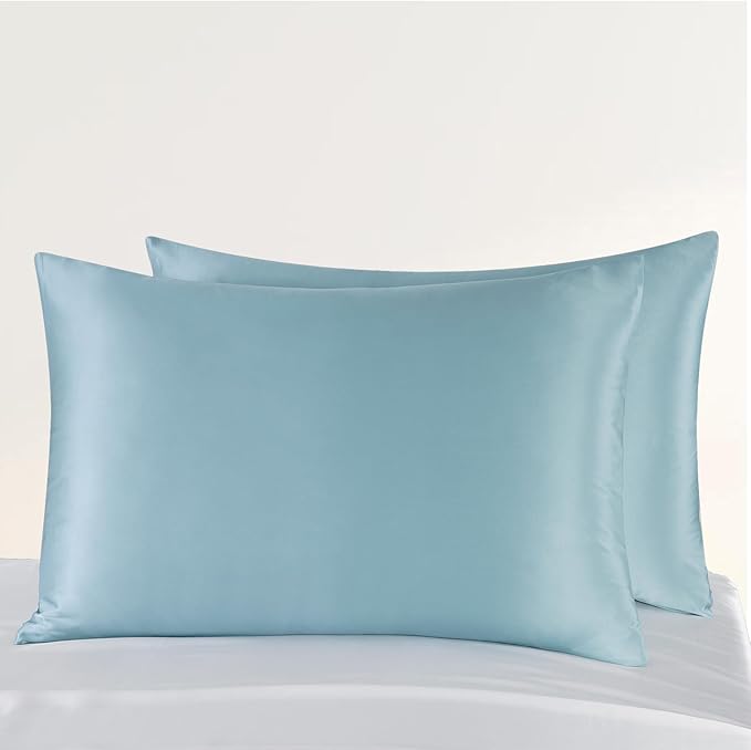 ZIMASILK Upgraded 100% Pure Mulberry Silk Pillowcase for Hair and Skin Silk Pillow Cases with Reinforced Hidden Zipper, More Soft & Durable Grade 6A Silk, Gift Box 1Pc (Standard 20"x26", Light Blue)