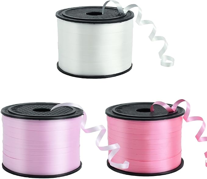 TONIFUL Pink, Light Pink and Silver Curling Ribbon Balloon String | 300 yards by TONIFUL