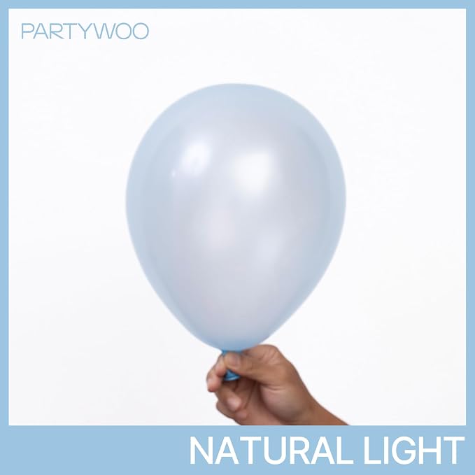 PartyWoo Pearl Light Blue Balloons 140pcs Baby Pastel Blue Color | 18 12 10 5 - Image 2