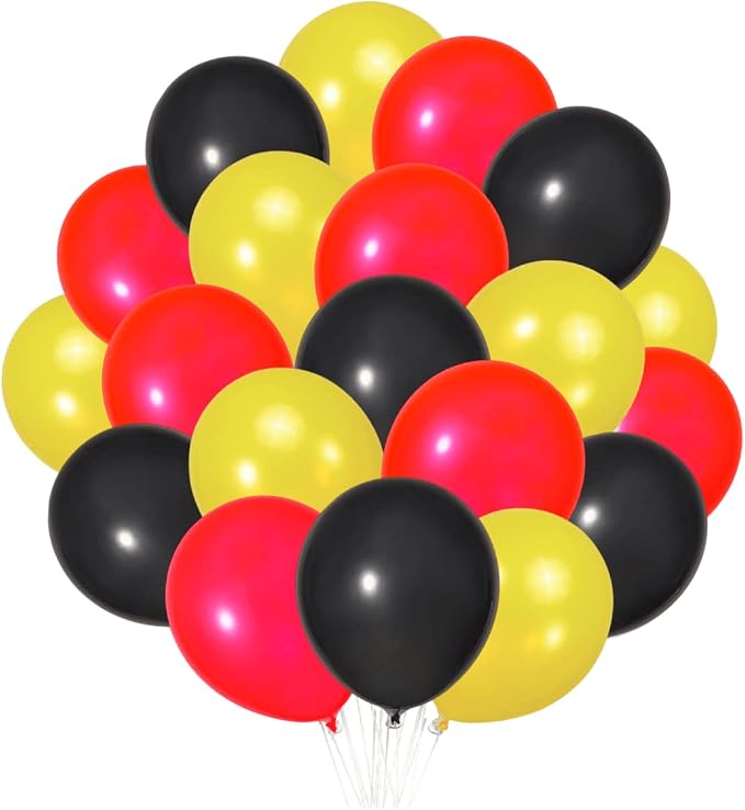 300 Pack Black Red Yellow Balloons 100 of each of the 3 colors 12 inch Black by ZWZLIULIAN