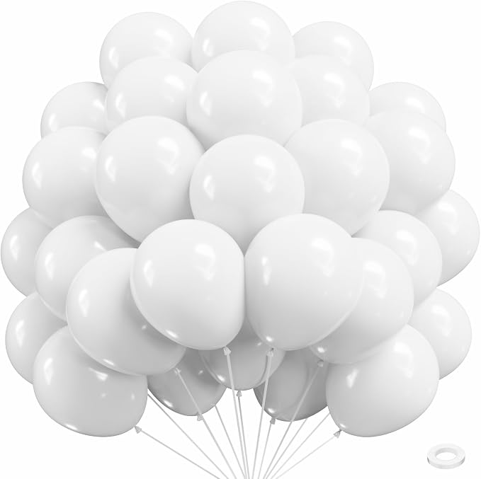 White Latex Balloons by Hiquaty
