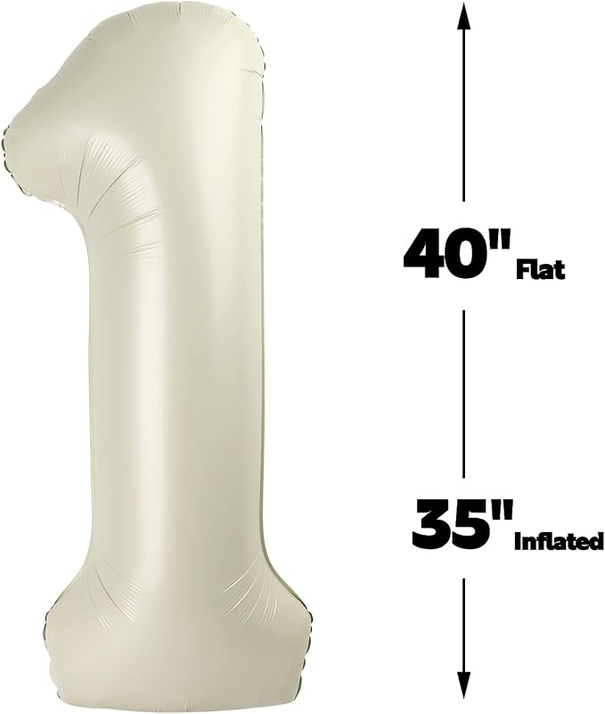 Cream White Number 1 Balloon 40 inch, Number 1 Birthday - Image 2