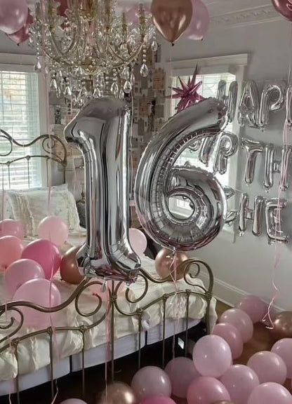 Silver Number 5 Balloon 40 inch, Balloon numbers party supplies, deco photo - Image 7
