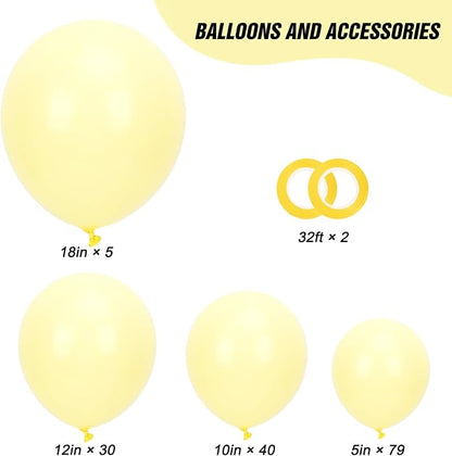 RUBFAC Pastel Yellow Balloons Different Sizes Light Yellow Balloon 154pcs | - Image 2