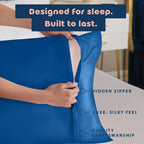 BLISSFORD Royal Blue Satin Pillowcase with Zipper, for Hair and Skin Care, Feels Soft and Cool Like a Silk Pillowcase, Satin Pillow Cases 2 Pack, Slik Pillow Cover, King Size - Set of 2