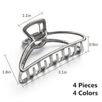 4 Pieces Metal Hair Claw Clips Set, 3 Inches Large Size Hair Catch Barrette Jaw Clamp Half Bun Hairpins for Women, Hair Accessories