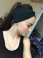 DRESHOW 6 Pack Turban Wide Headbands for Women Headwraps Knotted Elastic Yoga Workout Solid Color Hair Accessories