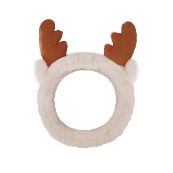 Jowmoy Headband, Face Wash Headband, Cute Antlers Design, Made of Elastic Microfiber, for Women Makeup Shower Spa, 1 Count