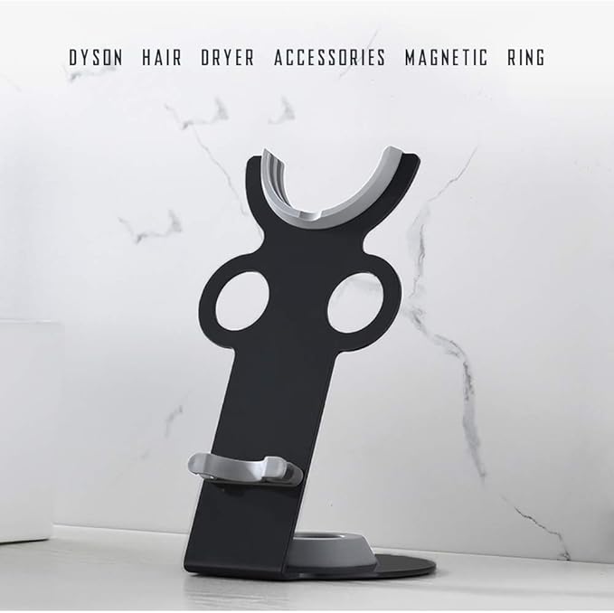 I'smartmoon Hair Dryer Holder for Dyson Supersonic, Aluminum Alloy Bracket Power Plug Holder, Bathroom Organizer for Dyson Supersonic hairdryer Care Tools (Black)