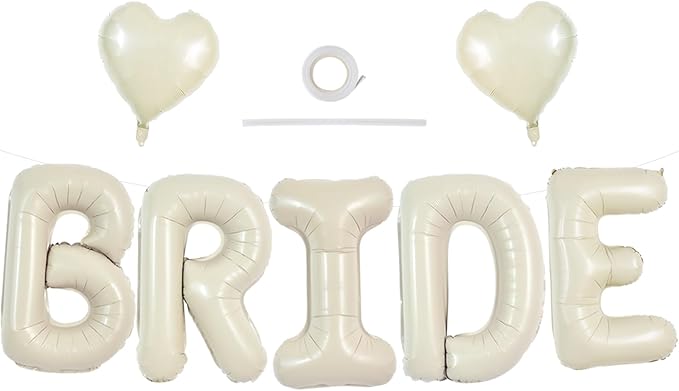 TONIFUL 40 Inch Large Cream White Bride Balloons, Giant Ivory Alphabet Big by TONIFUL
