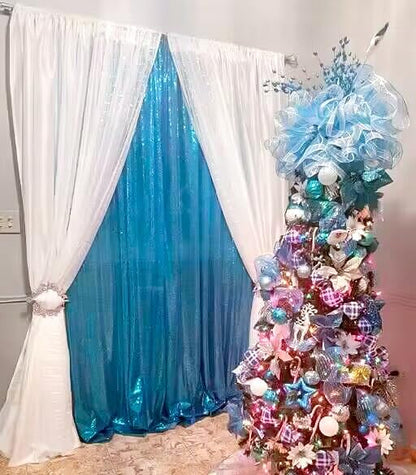 ShinyBeauty Sequin Backdrop 10x10FT Turquoise | Glitter Photo Background - Image 2
