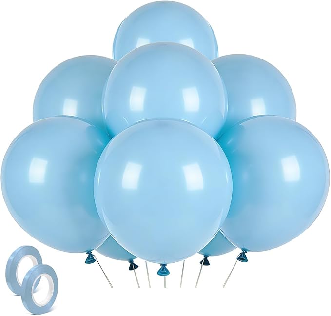 Pastel Blue Latex Party Balloons 30 Pack 18 inch Round Light Blue Balloons by BOMSI