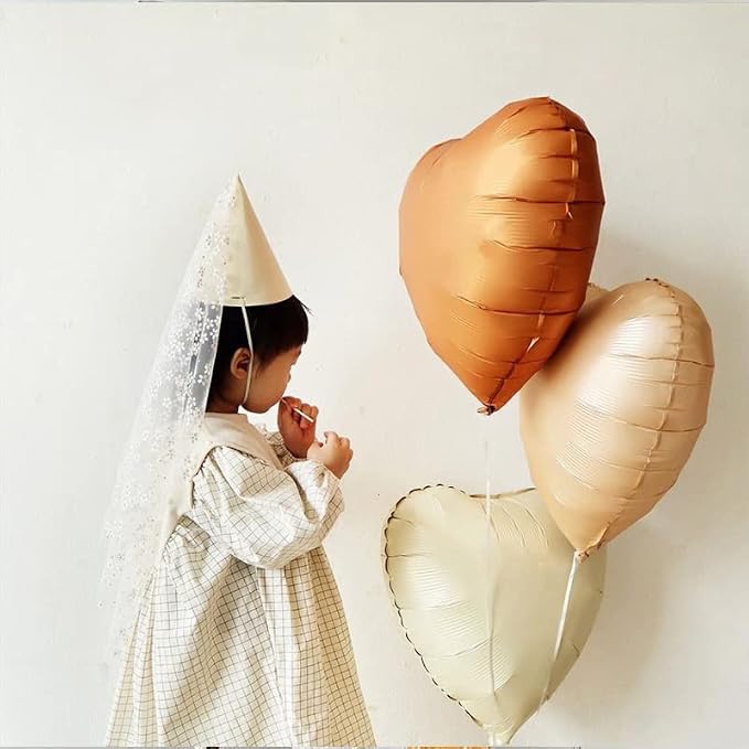 18 Inch Heart Caramel Color Balloons Foil Mylar Helium Balloons | - Image 5
