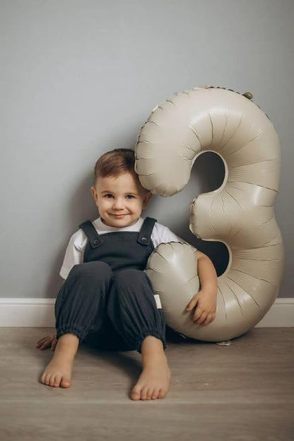 3 Balloon Number 40 Inch Cream Balloons - Image 3