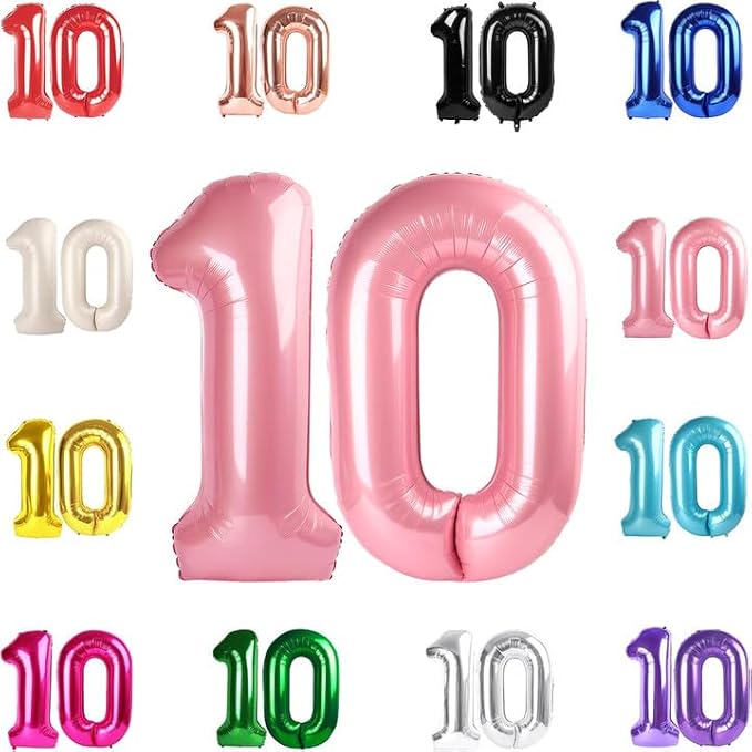 Pastel Pink Number 10 Balloon 40 Inch by IWERP