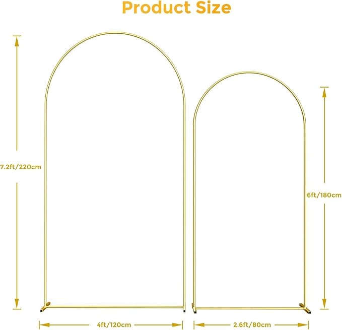 Metal Arch Backdrop Stand, 7.2FT+6FT Wedding Arch Frame - Image 3
