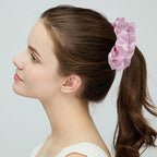 2PCS Extra Large Satin Scrunchies for Women Thick Hair - No Damage Hair Ties 6.3Inches Big Hair Scrunchy Oversized Thick Elastic Hair Bands Ponytail Holders Jumbo Scrunchies (Black Pink)
