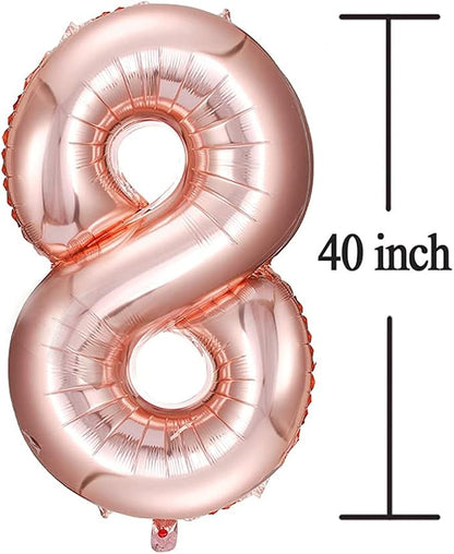 COLORFUL ELVE Rose Gold 18 Number Balloons Big Giant Jumbo Large Number 18 Foil - Image 3