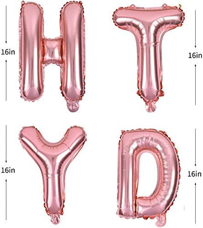 TONIFUL Rose Gold Happy Birthday Balloon Banner Decorations - Image 2